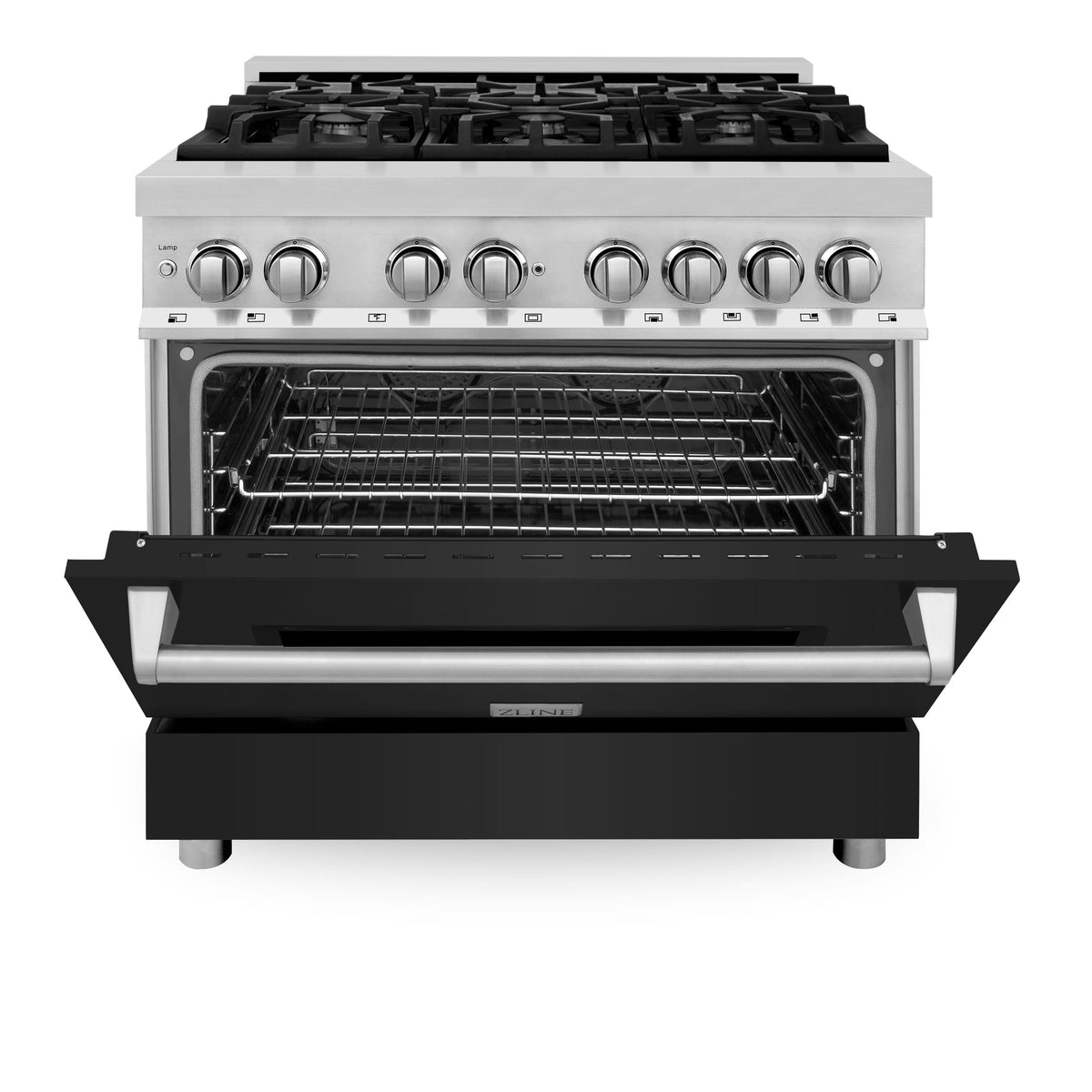 ZLINE - 36 in. Wide 6 Burner Legacy Dual Fuel Range with Cooktop and Electric Oven (RA-BLM-36) - Satin Steel/White