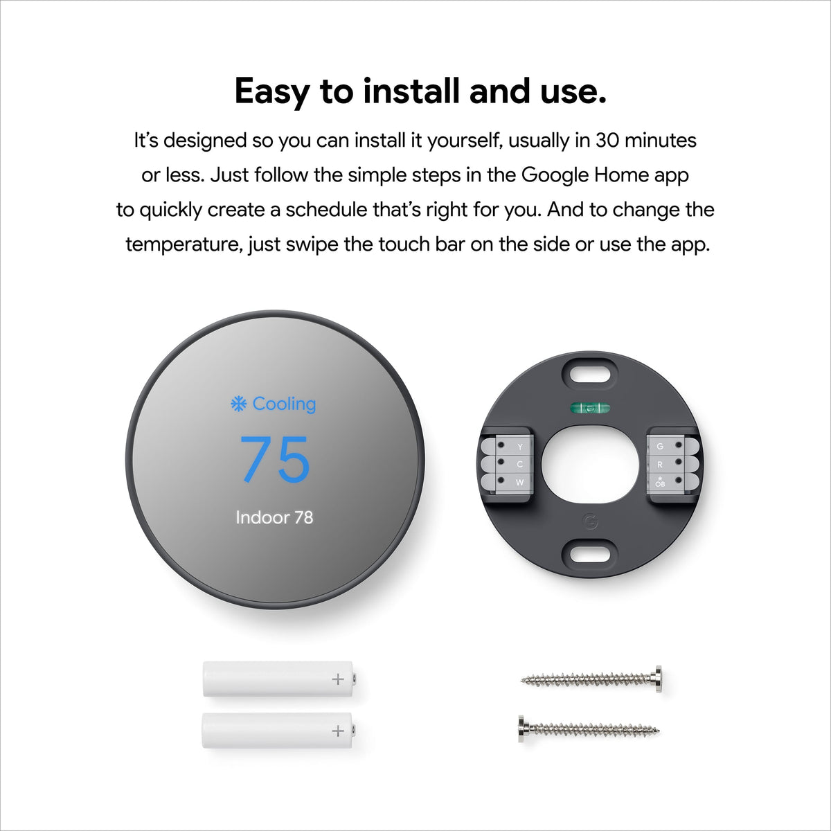 Google - Nest Thermostat - Programmable Wi-Fi Smart Thermostat - Charcoal