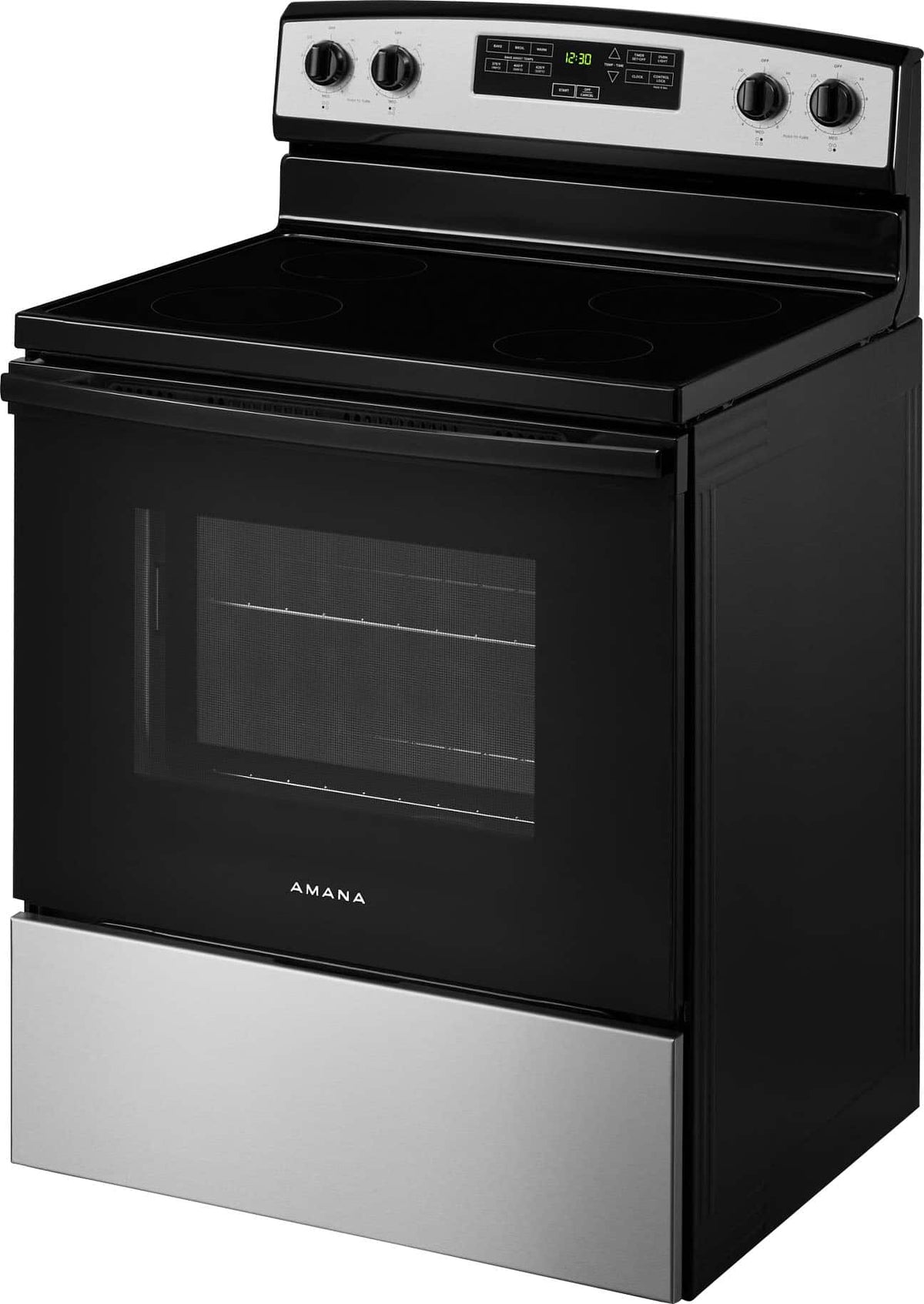 Amana - 30 in. Wide 4 elements 4.8 cu. ft. Freestanding Electric Range with Extra-Large Oven Window - Stainless Steel