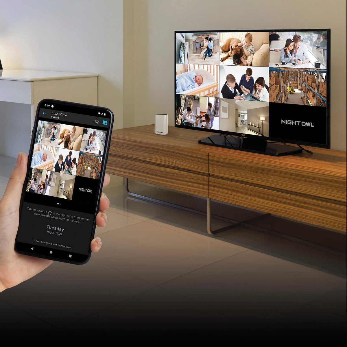 Night Owl - 8-Channel, 4-Camera Indoor/Outdoor Plug-In Wi-Fi IP 4K 64GB Security System - White