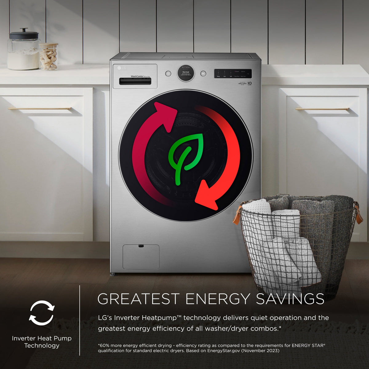 LG - 5.0 Cu. Ft. HE Smart Mega Capacity All-in-One Electric Washer/Dryer WashCombo with Steam and Ventless Inverter Heat Pump - Graphite Steel