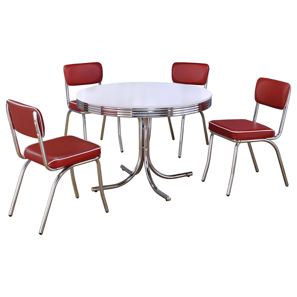 Parlisse - Juegos de comedor redondos de 5 piezas con sillas - Blanco