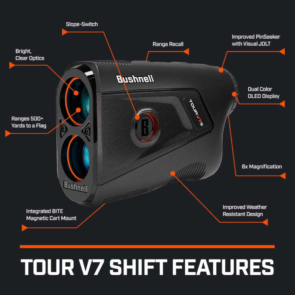Bushnell - Tour V7 Shift Patriot Pack Laser Rangefinder - Black/Orange