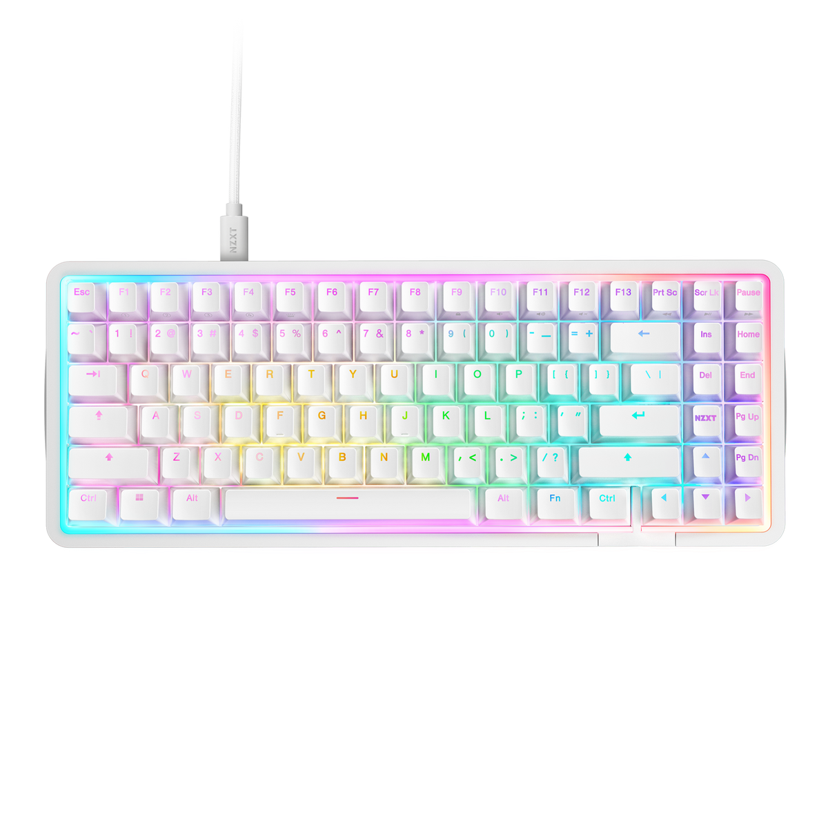 NZXT - Function Elite MiniTKL Wired Magnetic RGB Gaming Keyboard - White