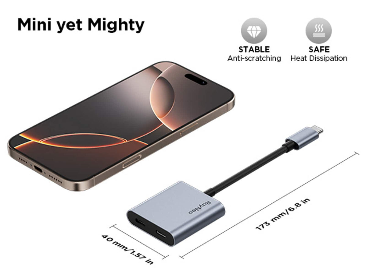 RayNeo - USB to Glasses and Charging Adapter - Black