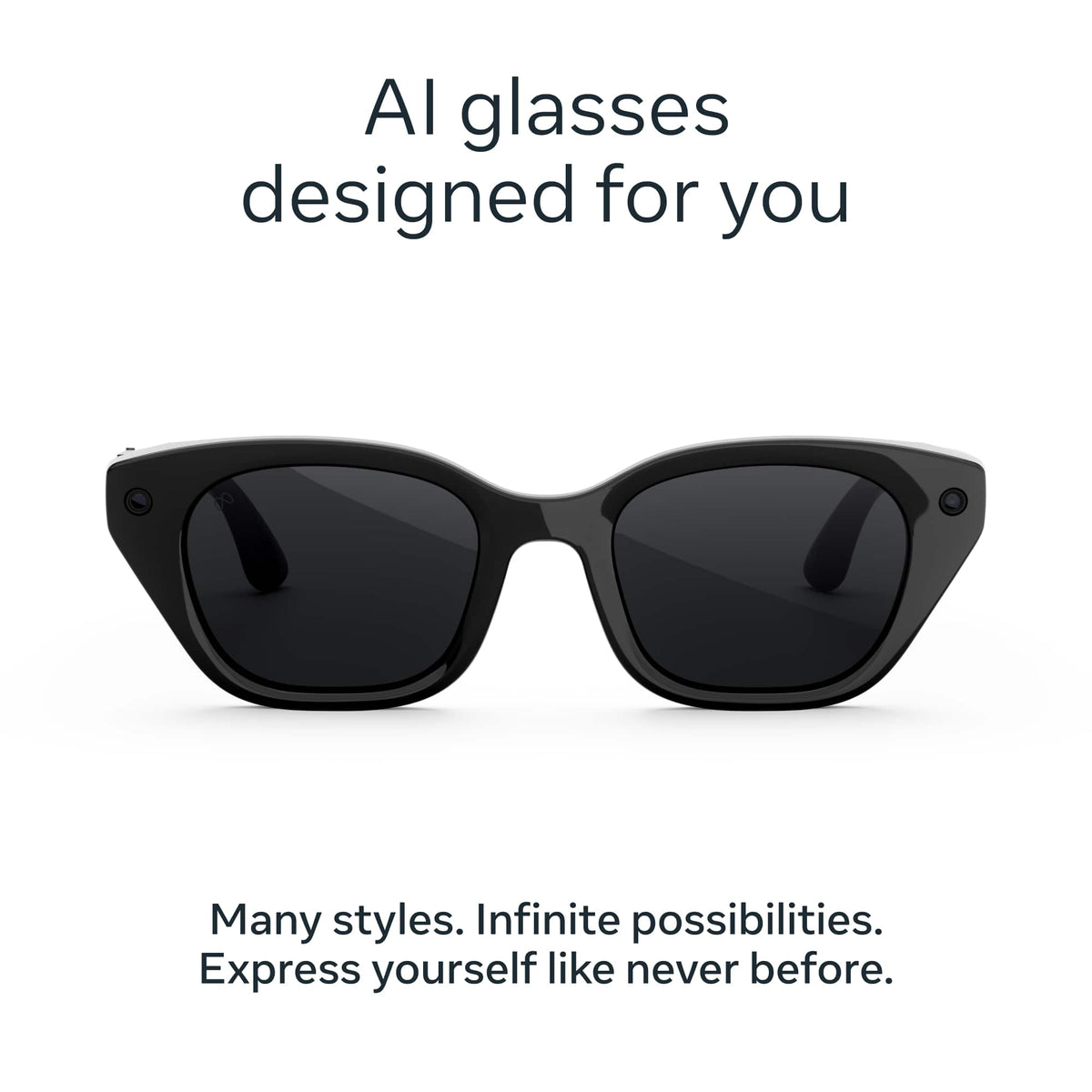 Meta - Glasses Capri, Smart Frame, AI Glasses with Camera - Grey Lenses - Classic Black