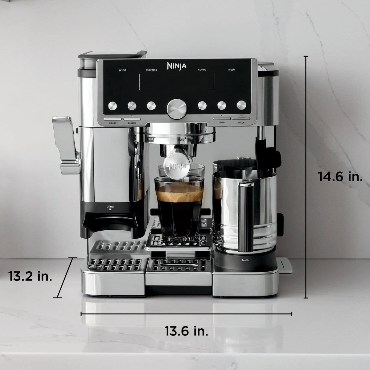 Ninja - Luxe Café Pro Series 4 in 1 Espresso, Drip Coffee, Cold & Hot Brew, Tamper, Grinder, Scale, Hands-Free Frother - Stainless Steel