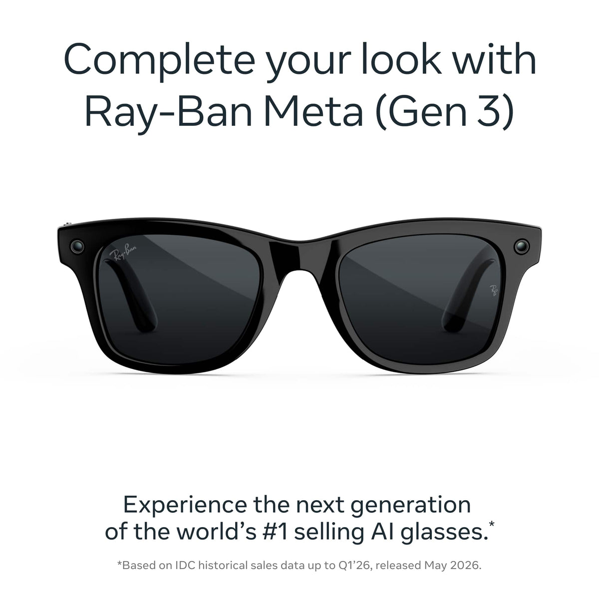 Ray-Ban Meta - (Gen 3) Wayfarer Large - AI Glasses with Camera - Transitions Grey - Shiny Black