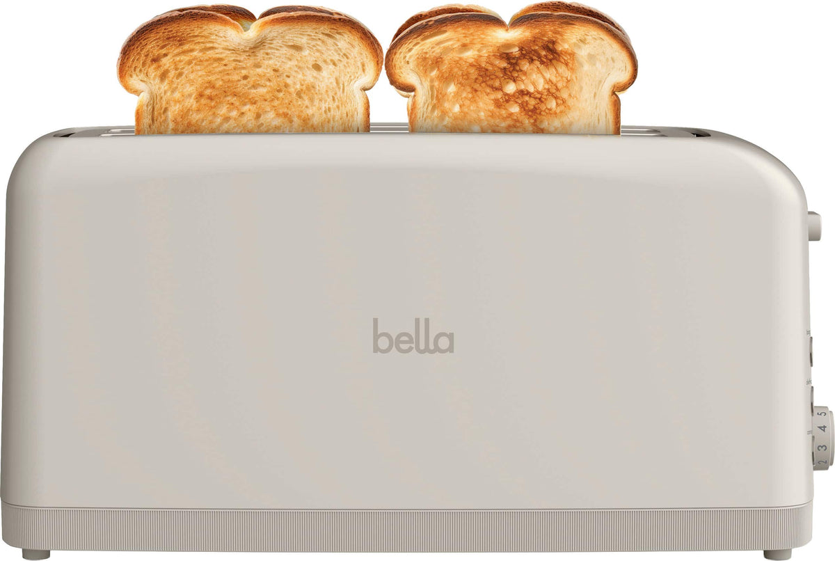 Bella - Fits-anywhere Kitchenware: 4-Slice Slim Toaster with Long Wide Slots - Oatmilk