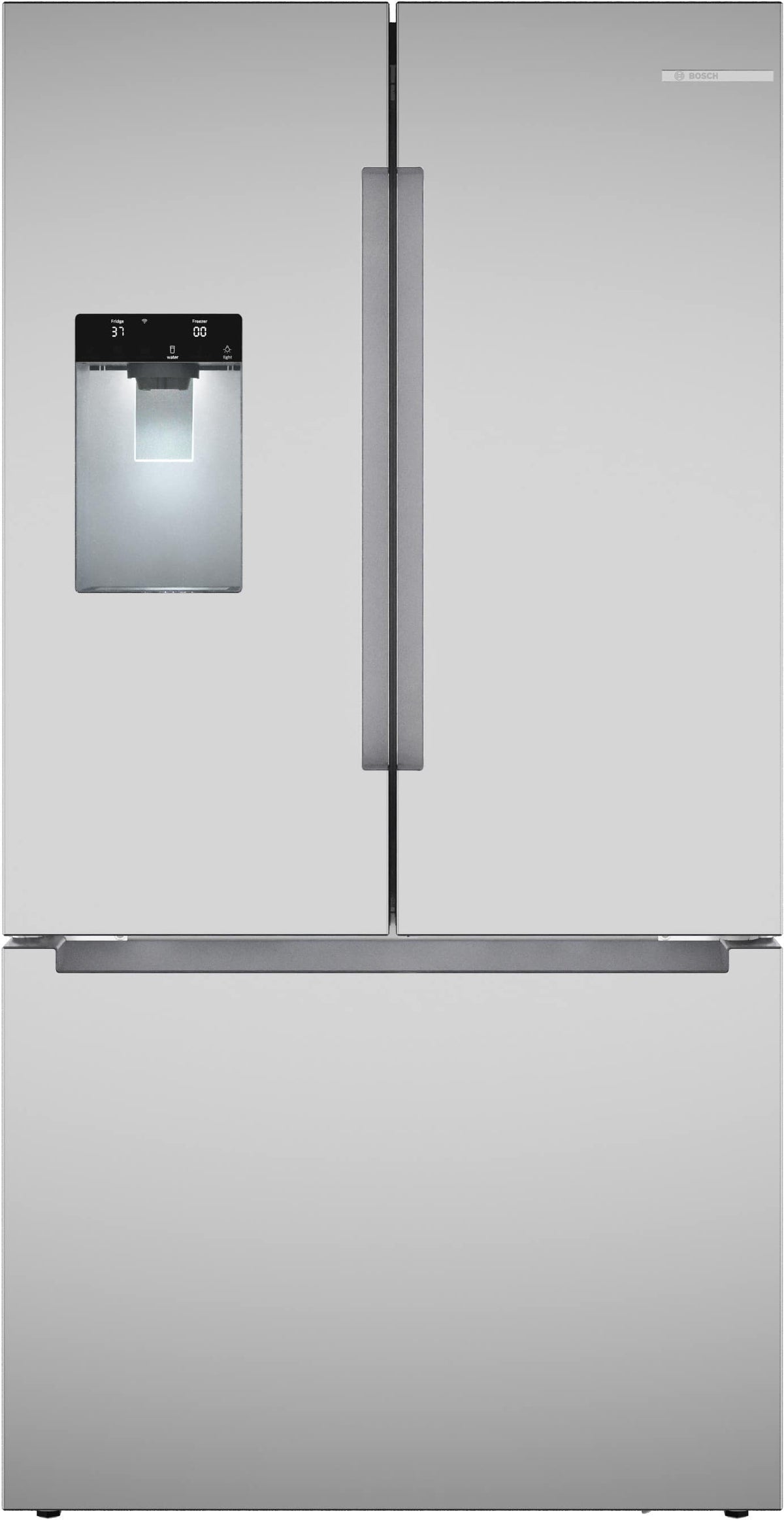 Bosch - 100 Series 36 in. Wide 21.6 Cu. Ft. French Door Bottom Freezer Counter-Depth Smart Refrigerator with External Water - Stainless Steel