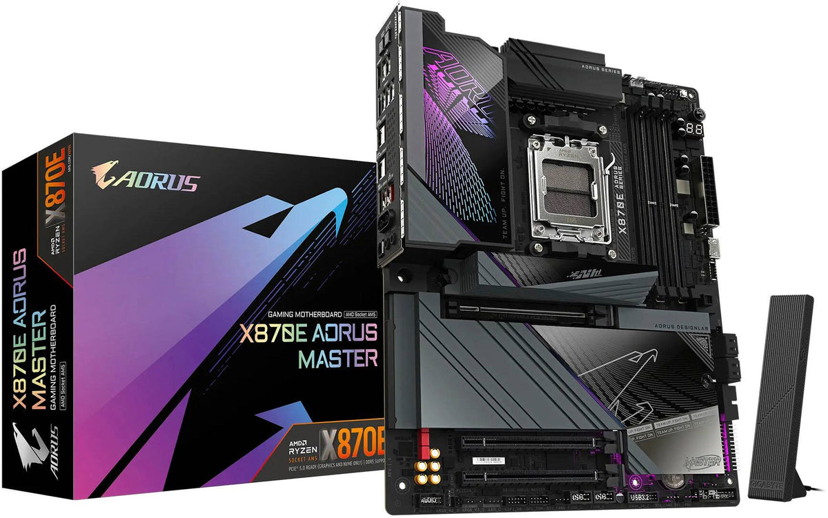 GIGABYTE - X870E AORUS MASTER AMD AM5 LGA 1718 ATX Motherboard, Supports AMD Ryzen 9000/8000/7000 Series Processors - Black