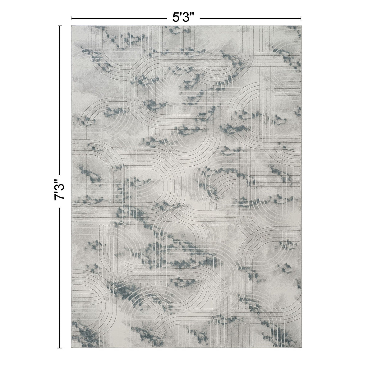 Geometrix - 5'3" X 7'3" Area Rug / Geometric 3D Effect - Ivory / Gray
