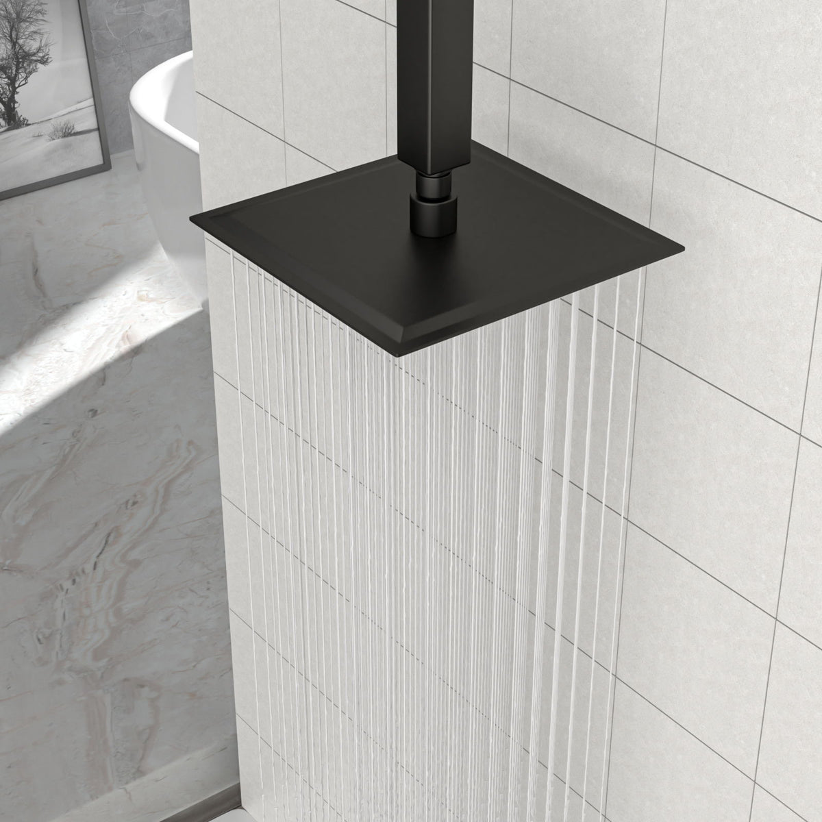 8" Square Rain Shower Head, Ceiling / Wall Mount Stainless Steel Bath Fixture