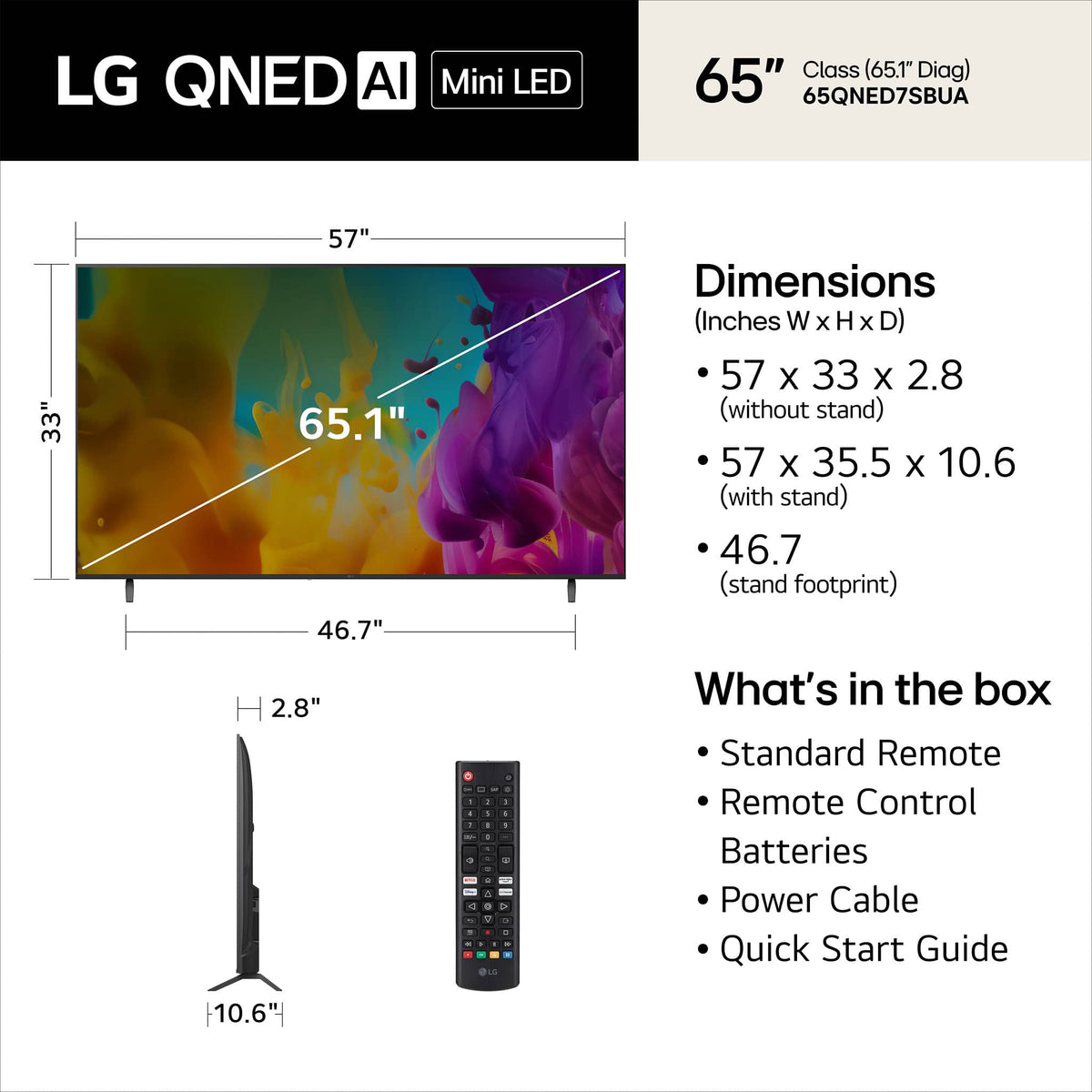 LG - 65" Class 7S Series QNED AI Mini LED 4K Smart webOS TV (2026)