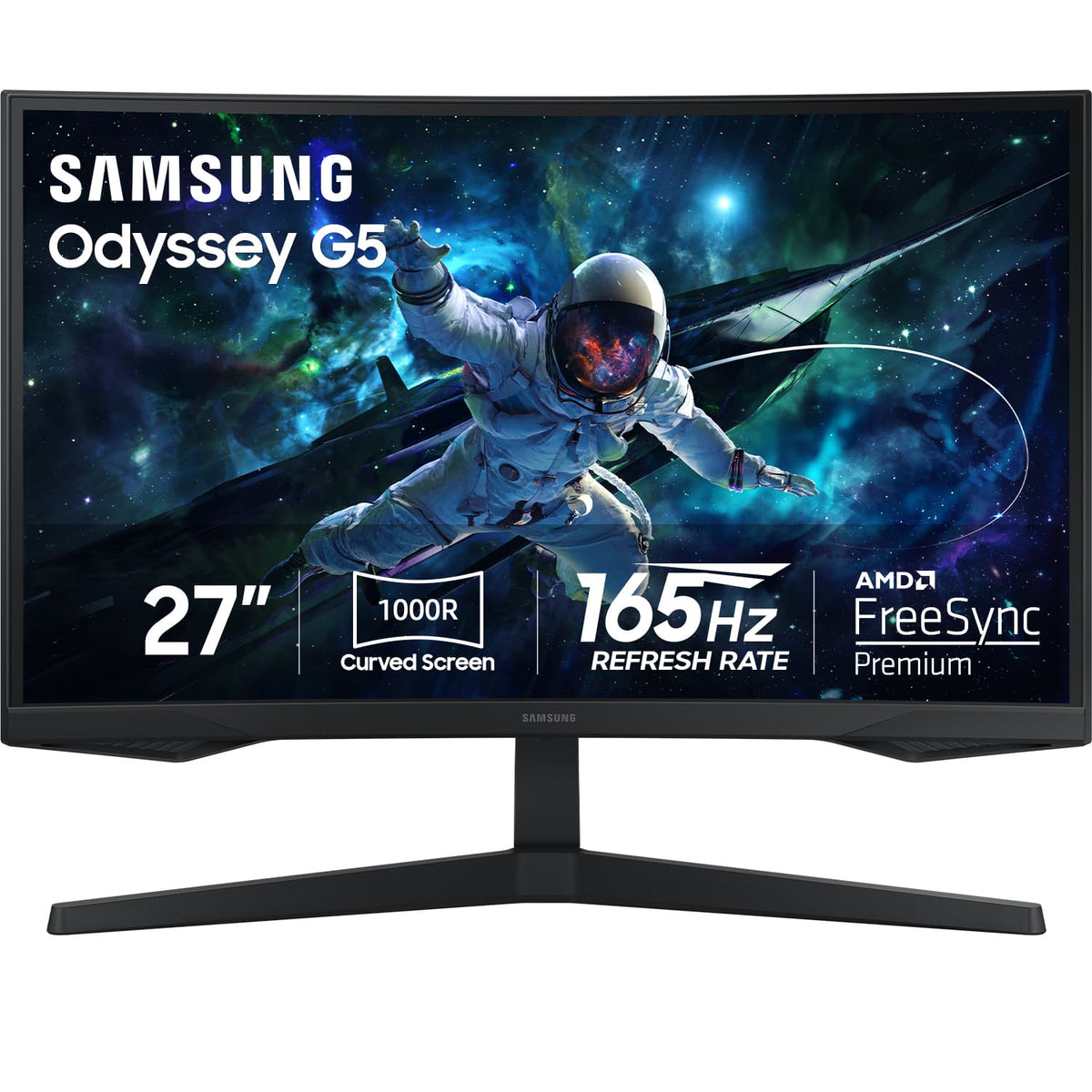 Samsung - 27" Odyssey 1000R Curved QHD 165Hz 1ms AMD FreeSync Gaming Monitor (DP, HDMI) - Black