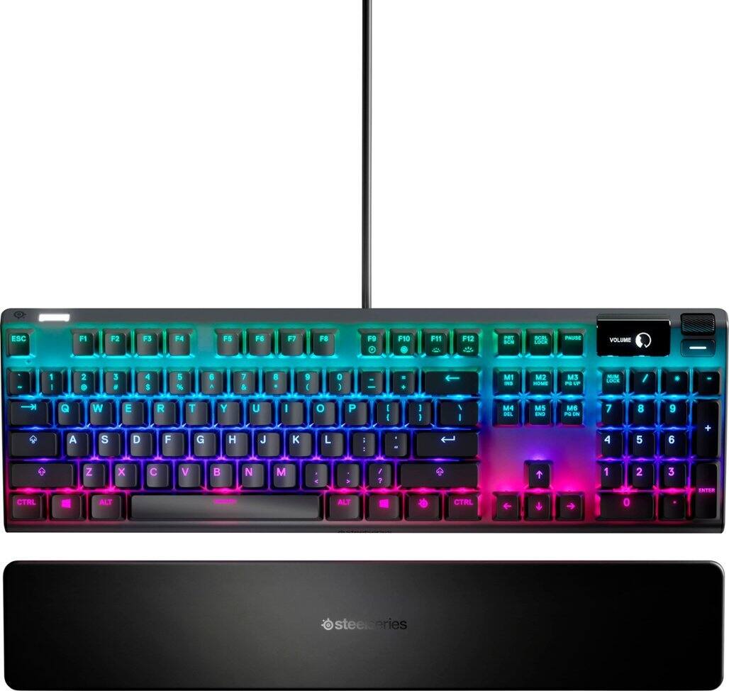 SteelSeries - Apex 7 Full Size Wired Mechanical Red Linear Switch Gaming Keyboard with Rapid Tap - Black