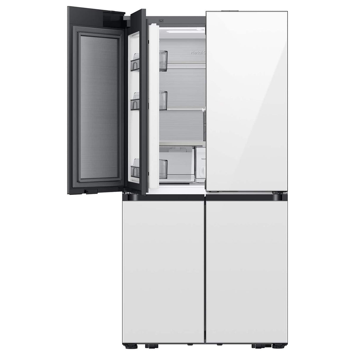Samsung - 35 in. Wide Bespoke 22 cu. ft. Counter Depth 4-Door French Door Refrigerator with Zero Clearance Fit - White Glass