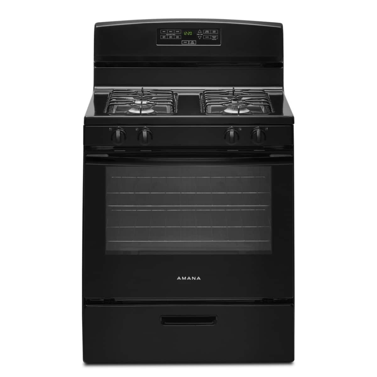 Amana - 30 in. Wide 4 burners 5.1 cu. ft. Freestanding Gas Range with Bake Assist Temps - Black