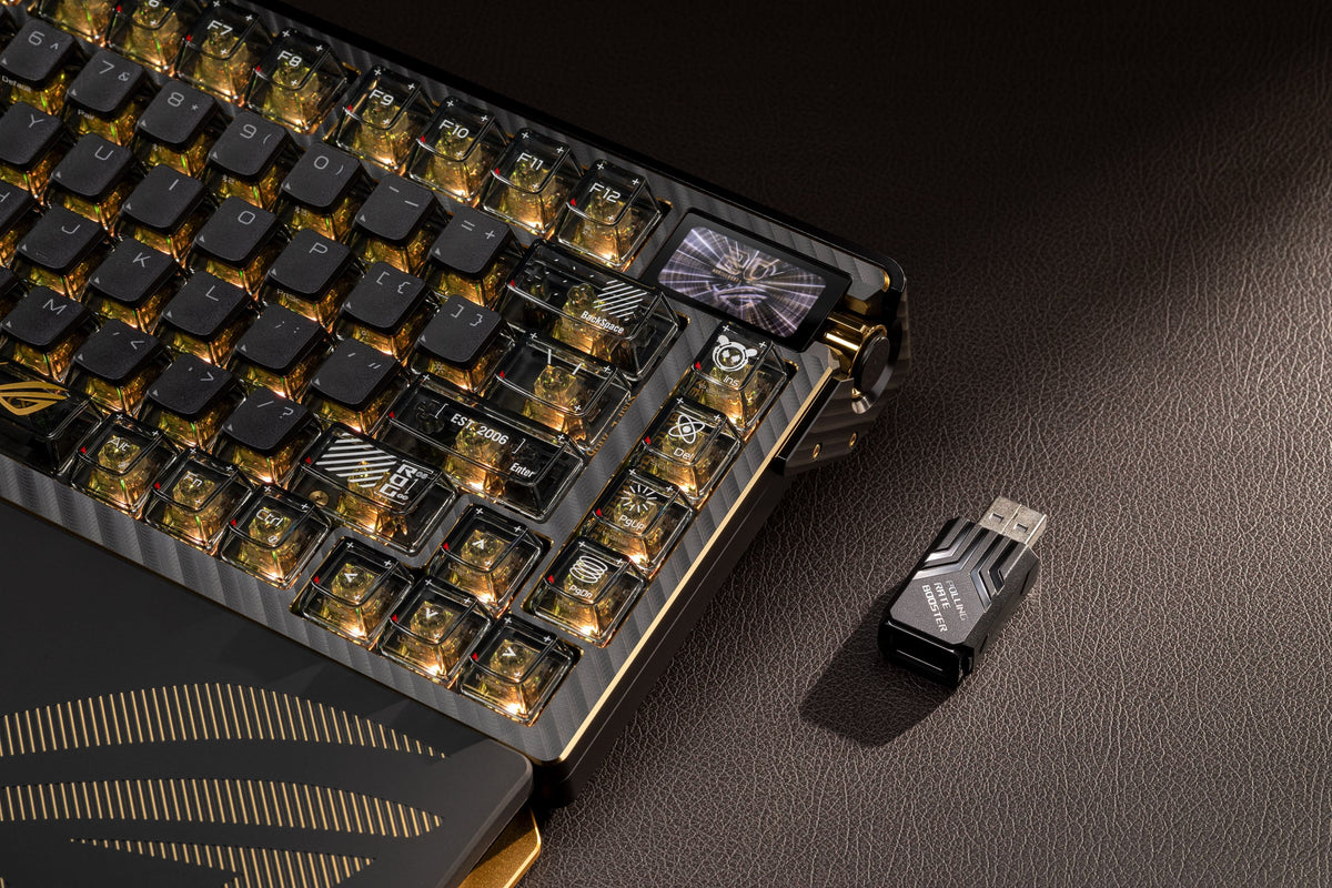 ASUS - ROG Azoth Extreme 75% Wireless Mechanical Gaming Keyboard with ROG NX V2 Snow Linear Switches and Color OLED Touchscreen - 20th Edition