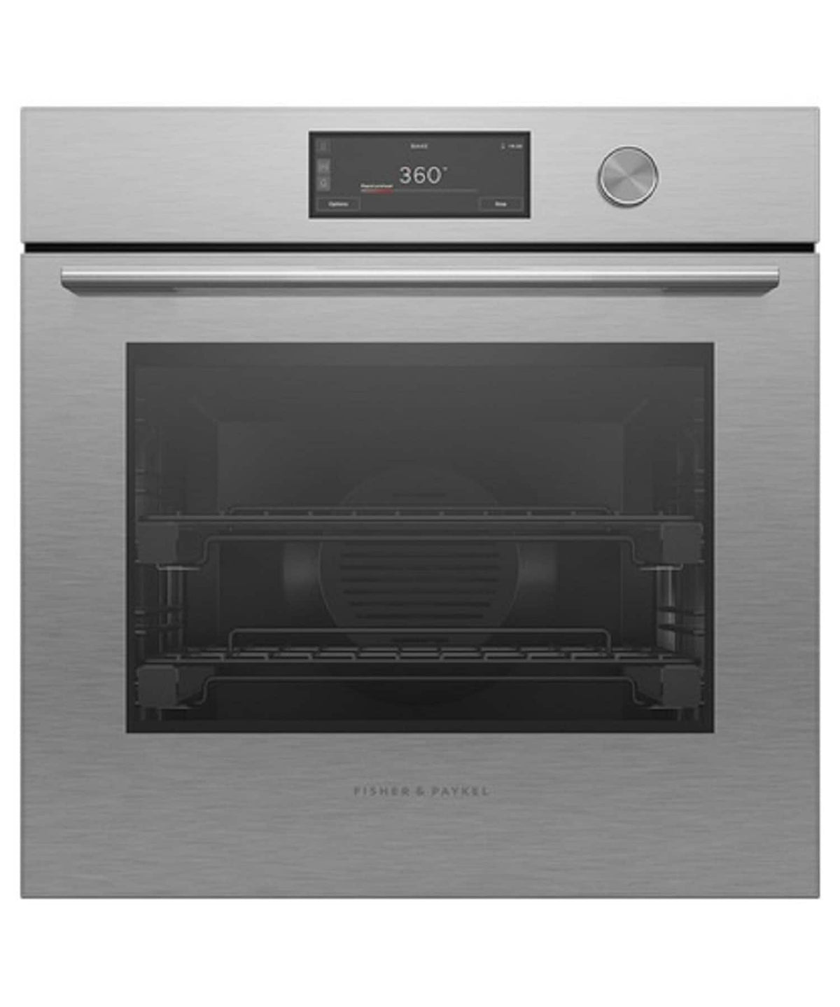 Fisher & Paykel - 24" 3 CF Single Built-in 6.8" Touchscreen w/Dial, Self-Cleaning Oven - Brushed Silver