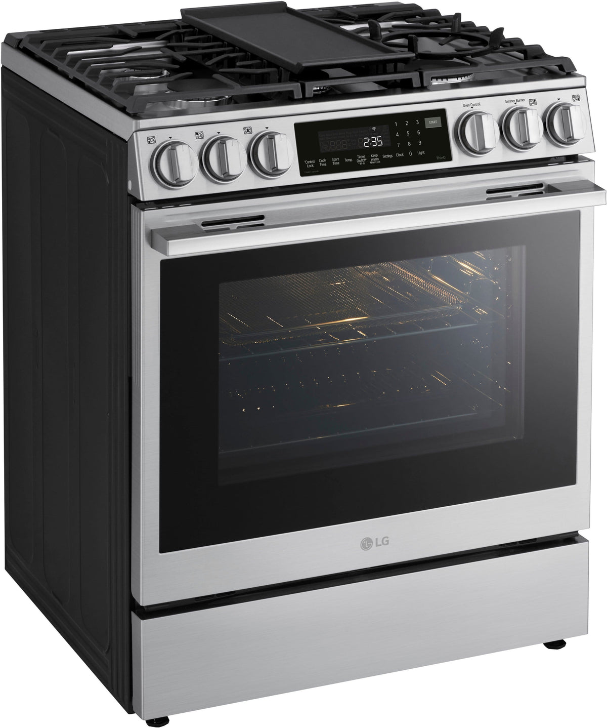 LG - 30-in Wide 6.3 Cu. Ft. Slide-In Gas True Convect Smart Range with 5 Burners, EasyClean, Air Fry and UltraHeat 22K Burner - Stainless Steel