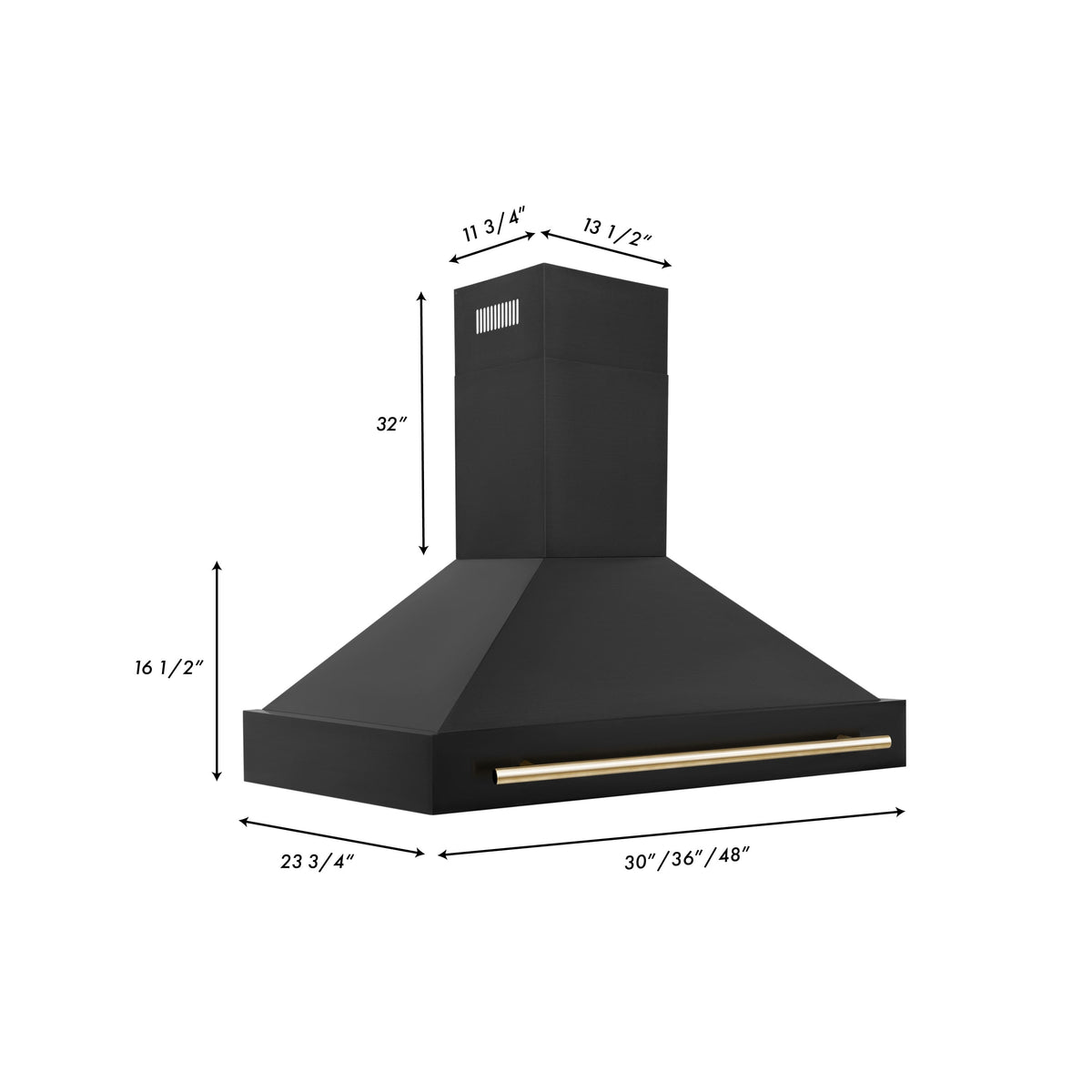 ZLINE - 48 inches - Externally Vented - Wall Range Hood - Black Stainless Steel