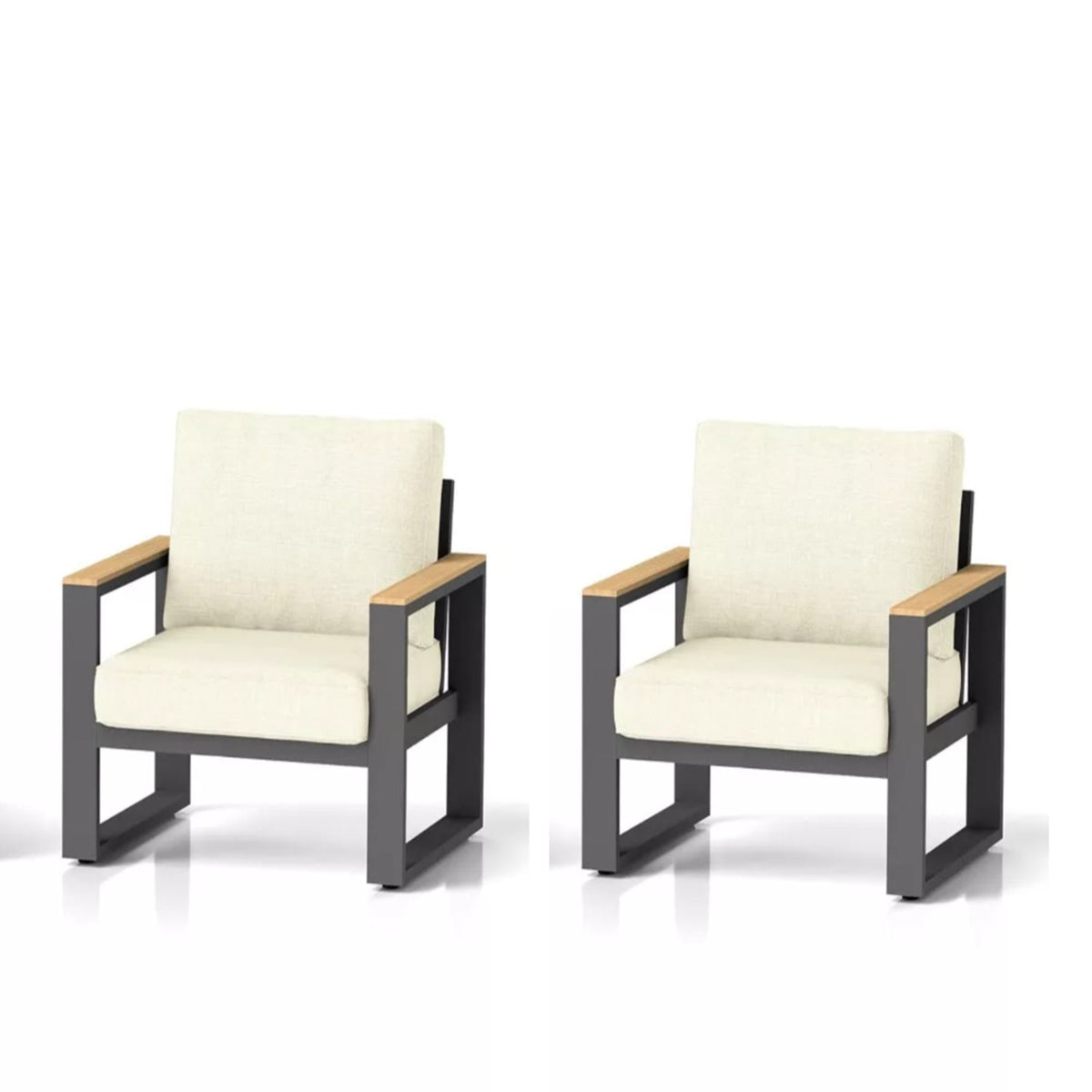 Sillones de patio para todo tipo de clima con cojines gruesos (juego de 2)