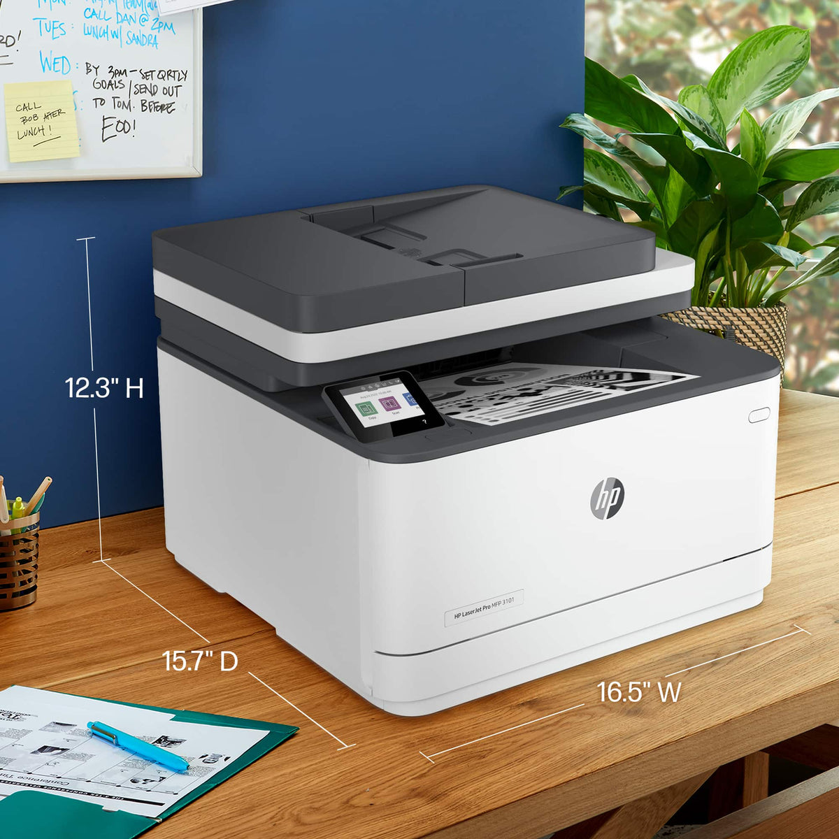 HP - LaserJet Pro MFP 3101fdw Wireless AI-Enabled Black-and-White All-in-One Laser Printer - White