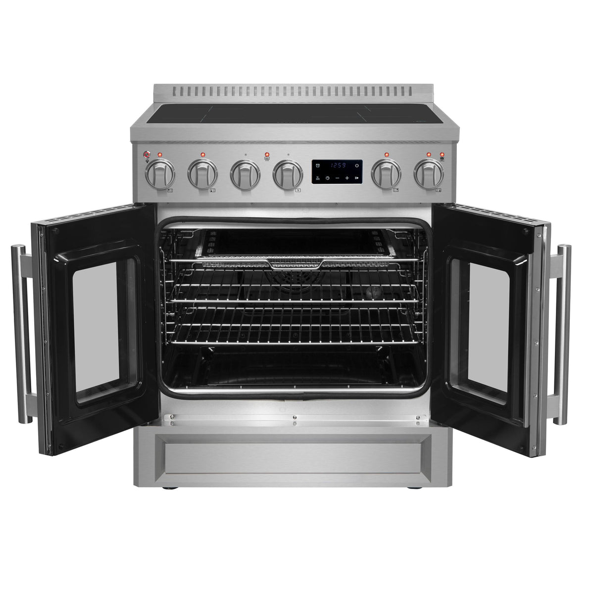 Forno Appliances - 30 in. Wide 4 Elements Torino 4.32 Cu. Ft. Freestanding Induction Range with French Door Design and Air Sous Vide Tech - Silver