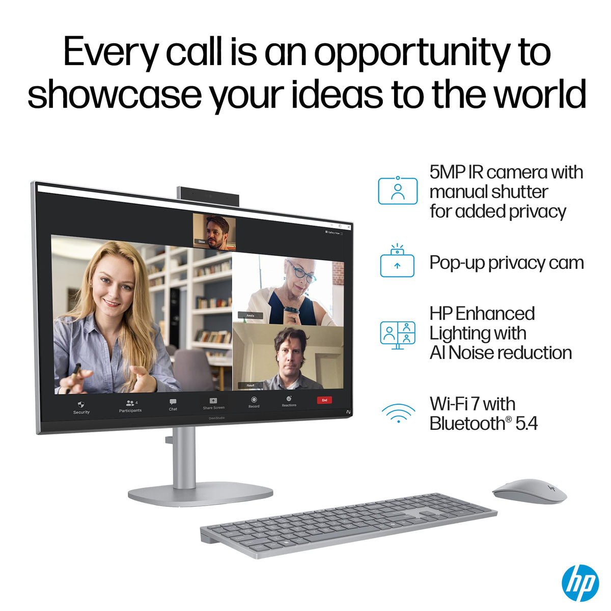 HP - OmniStudio X - Copilot+ PC - 27" 4K UHD All-in-One with Adjustable Height - Intel Core Ultra 7 - 16GB Memory - 1TB SSD - Meteor Silver