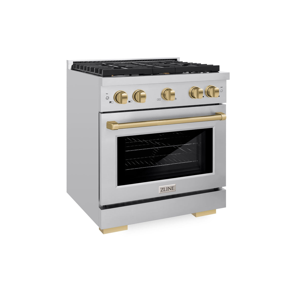 ZLINE - 30 in. Wide 4 Burner Autograph Edition Paramount Gas Range with Champagne Bronze Accents (SGRZ-30-CB) - Stainless Steel