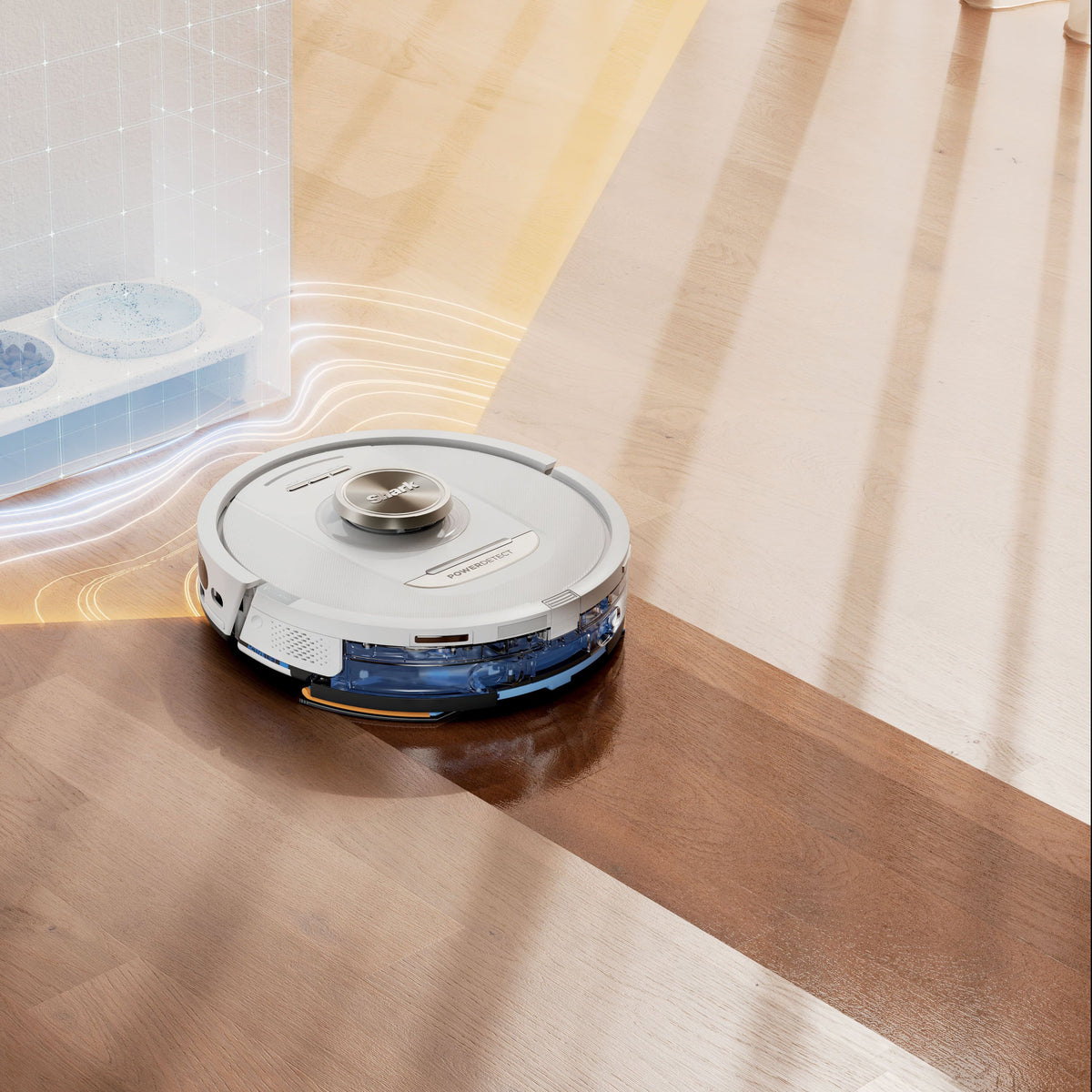 Shark - PowerDetect 2-in-1 Robot Vacuum and Mop with NeverTouch Pro Base - White