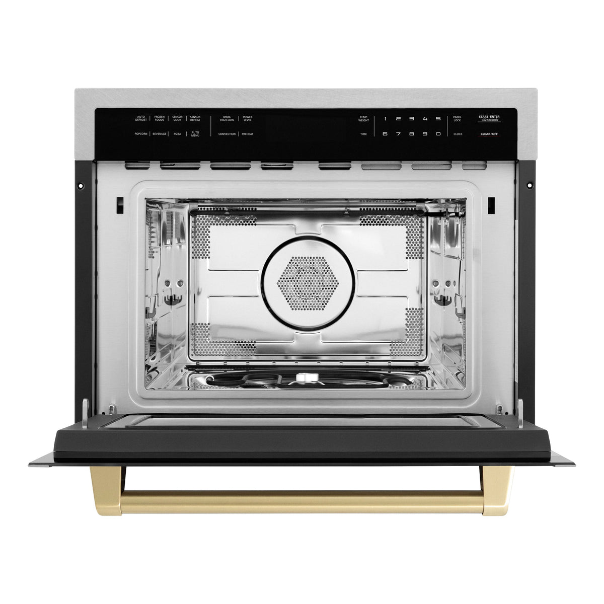 ZLINE - Autograph 24 in. 1.6 cu. ft. Built-in Convection Microwave Oven with Sensor Cooking in Satin with Champagne Accents - Satin Stainless Steel