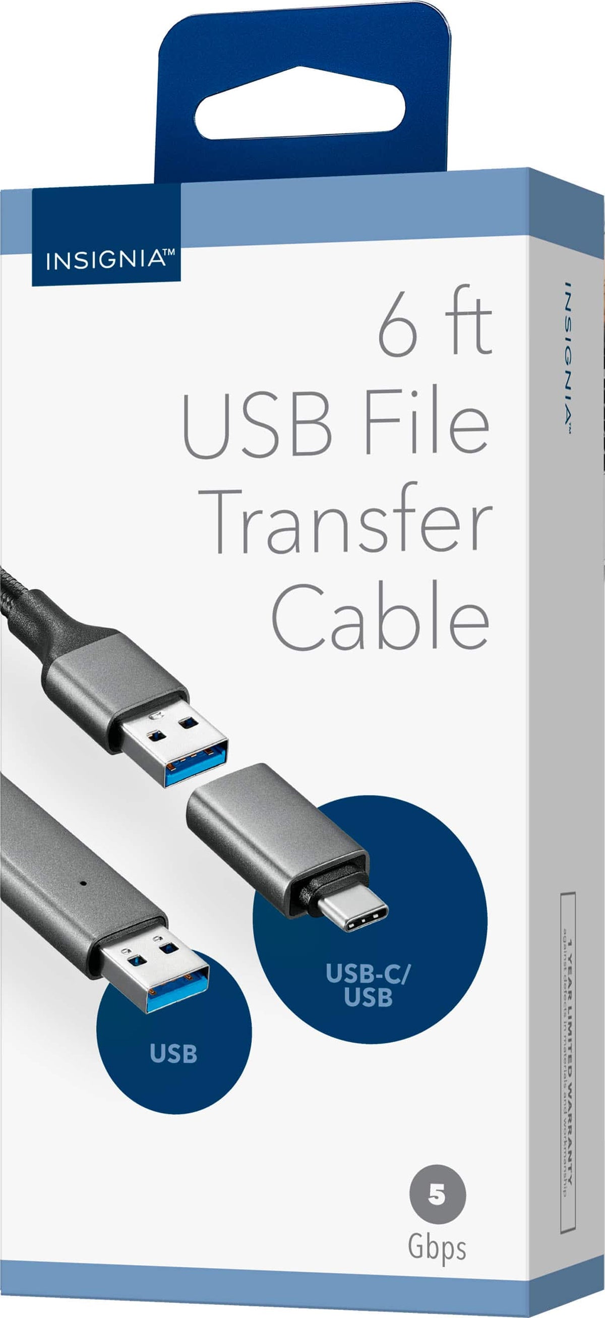 Insignia™ - 6 ft. USB 3.0 File Transfer Cable for Windows / Mac Computers - Black