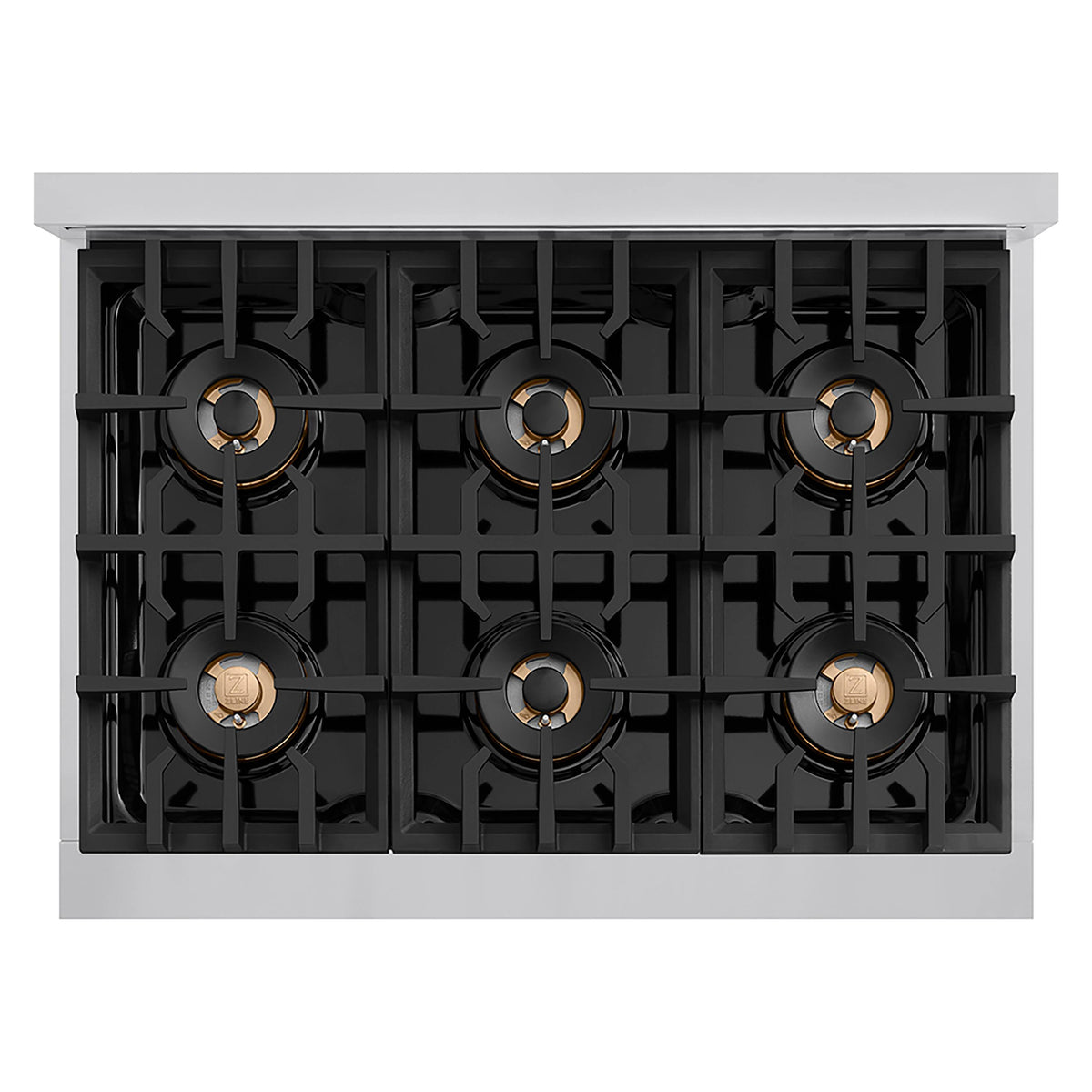 ZLINE - 36 in. Wide 6 Burner Autograph Classic Rangetop with with Black Accents (PCRTZ-36-MB) - Stainless Steel