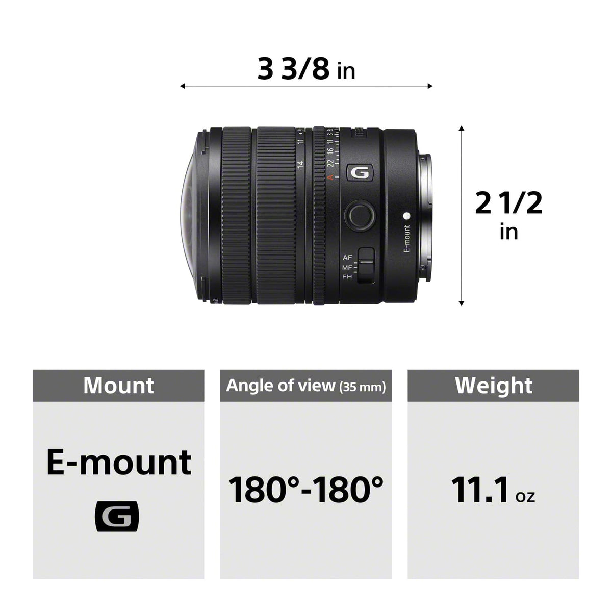 FE 8-14mm F3.5G Fisheye Zoom Lens for Sony DSLR and Mirrorless Cameras - Black