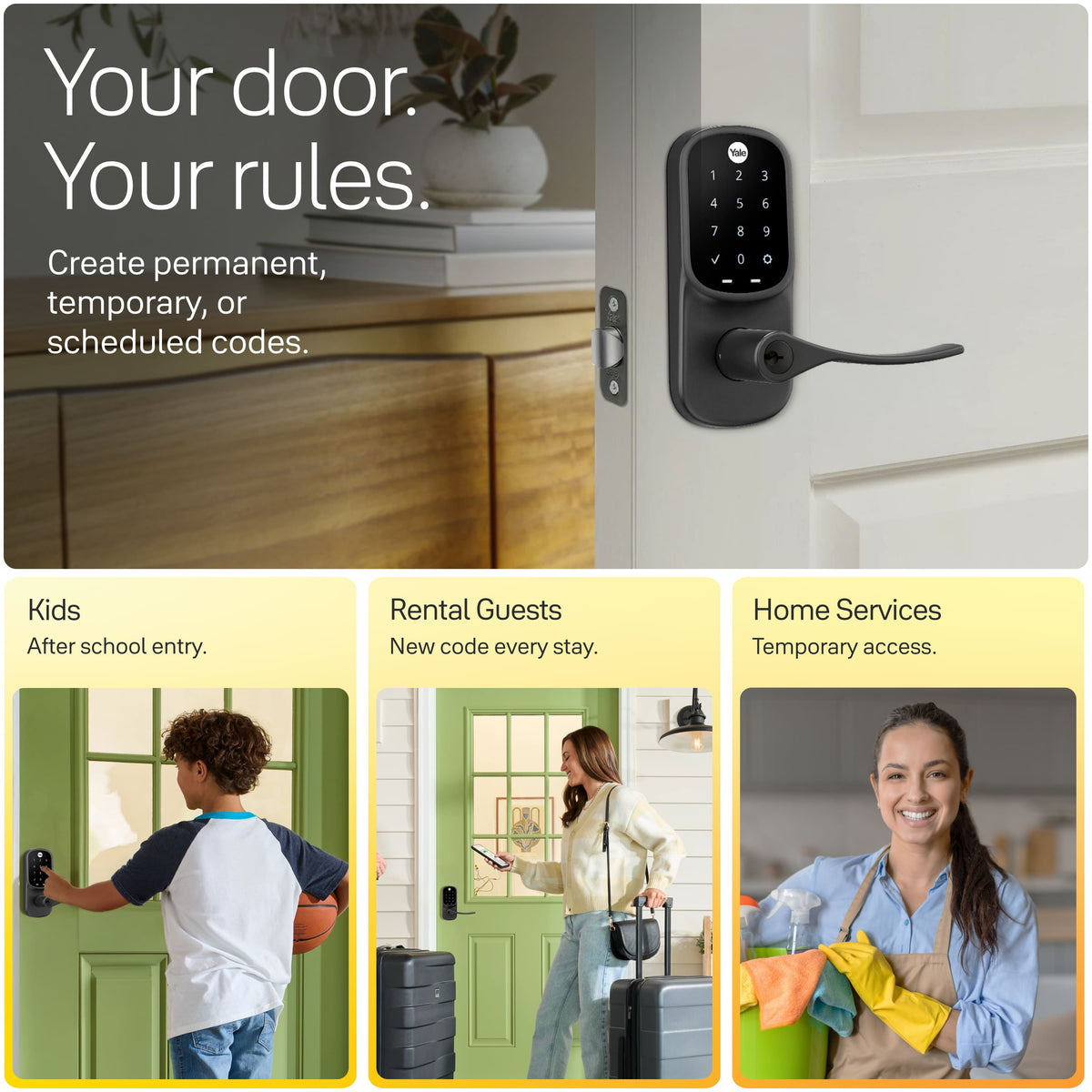 Yale - Assure Lock - Smart Lock Wi-Fi Lever with Touchscreen Keypad | Key Access - Satin Nickel