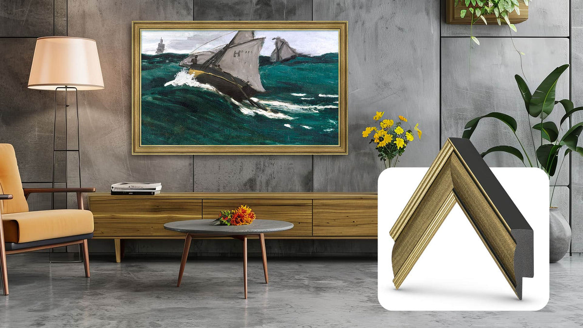 Deco TV Frames - 85" Slim Bezel for Samsung The Frame and Frame Pro TV - Industrial Brass