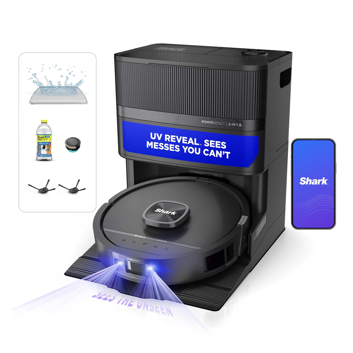 Shark - PowerDetect UV Reveal 2-In-1 Vac & Mop - Black