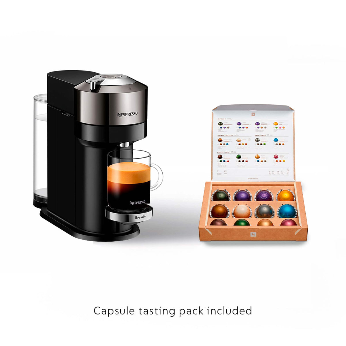 Nespresso - Vertuo Next Deluxe Bundle by Breville - Dark Chrome