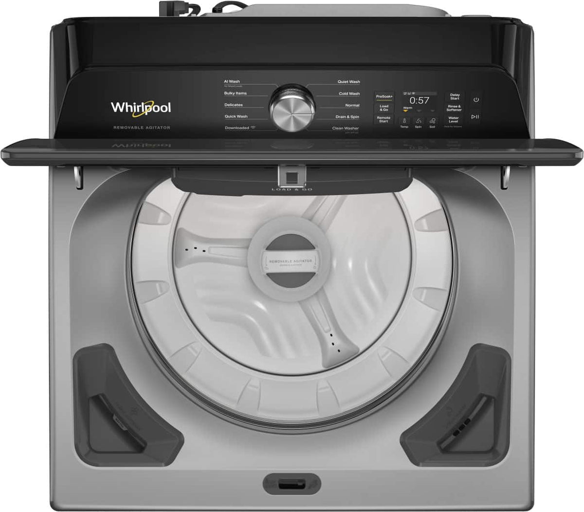 Whirlpool - 5.2 - 5.3 cu. ft. Smart Top Load Washer with the Removable Agitator - Radiant Silver