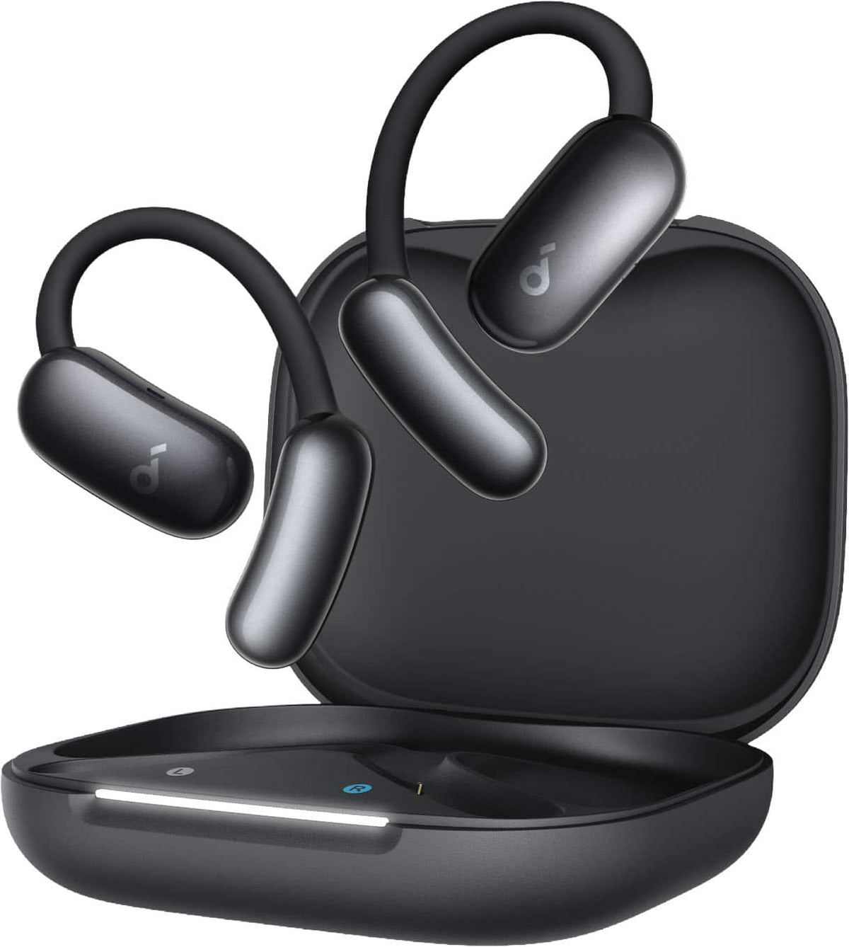 Soundcore - by Anker AeroFit 2 A.I. Assistant Open-Ear Bluetooth Headphones with Real-Time Translation and Adjustable Ear Hooks - Obsidian Black