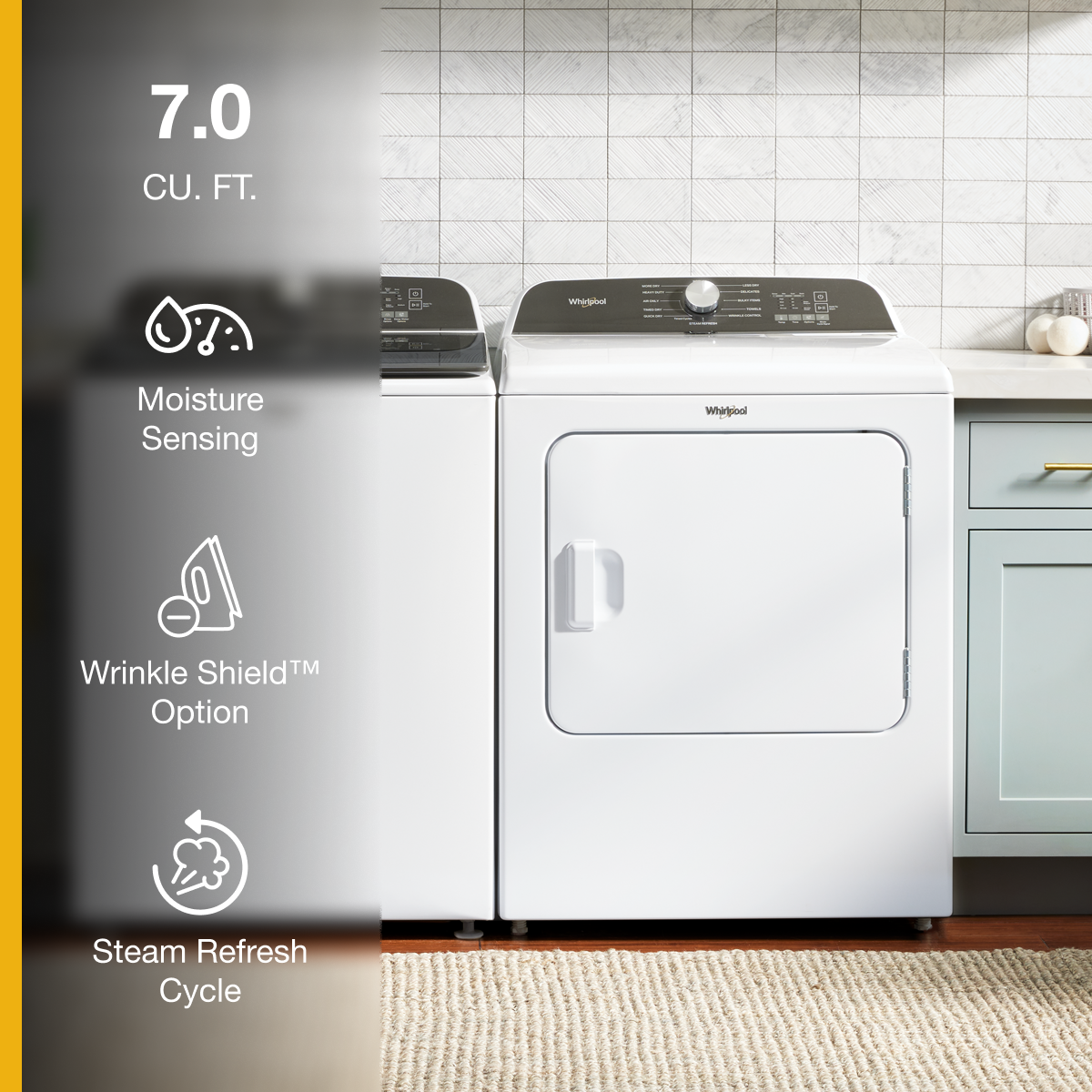 7.0 Cu. Ft. Whirlpool Gas Dryer with Moisture Sensor - White