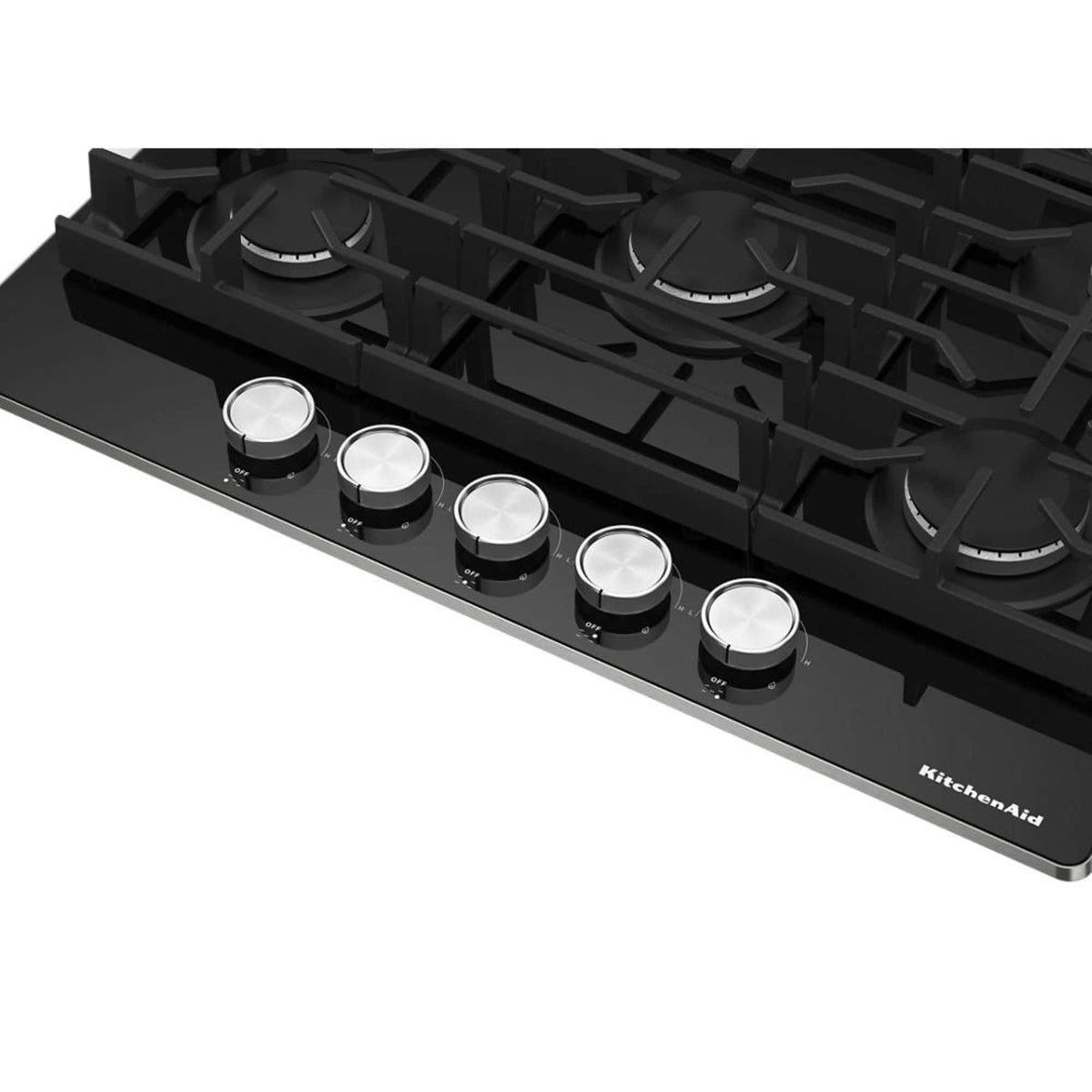 KitchenAid - 30 in. Wide 5 burners Built-In Gas Cooktop with 18K BTU Burner - Black