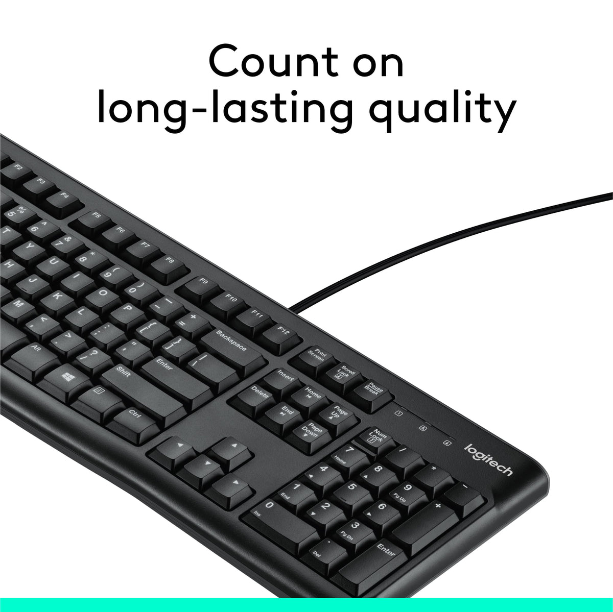 Logitech - K120 Full-size Wired Membrane Keyboard for PC with Spill-Resistant Design - Black