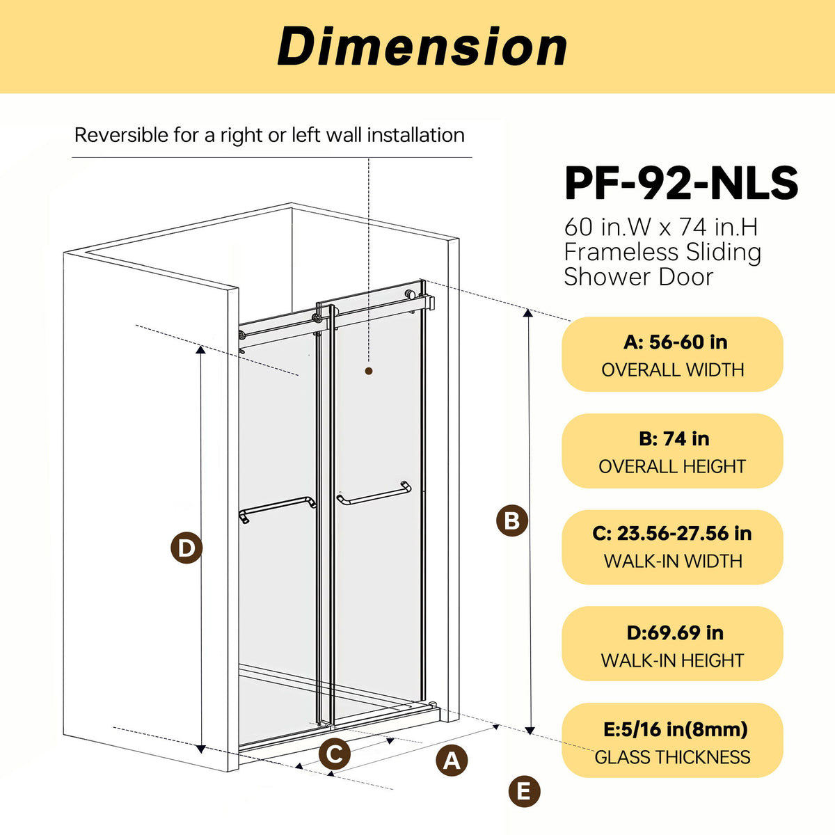 Frameless Double Sliding Shower Door