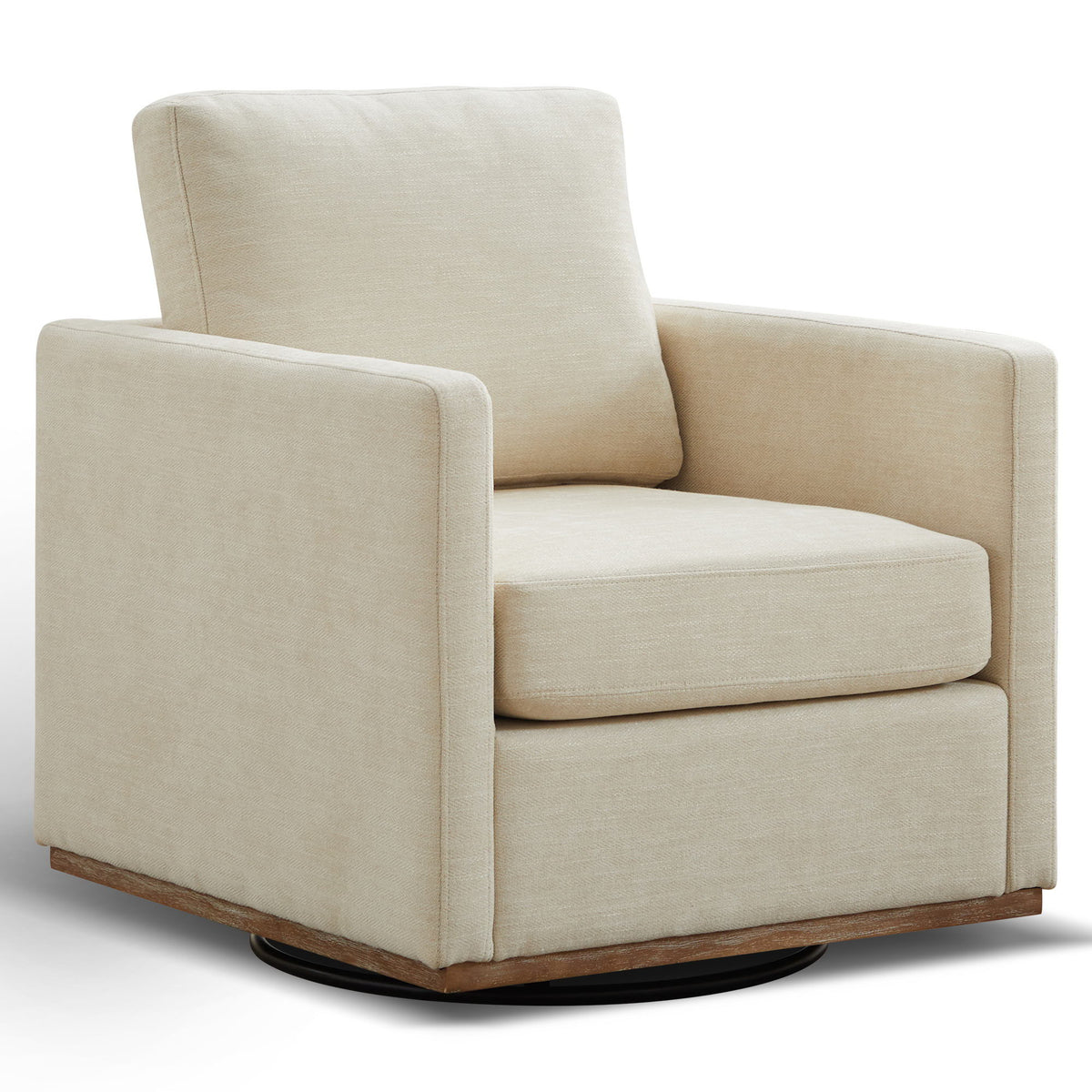 Sillón decorativo giratorio tapizado de forma cuadrada