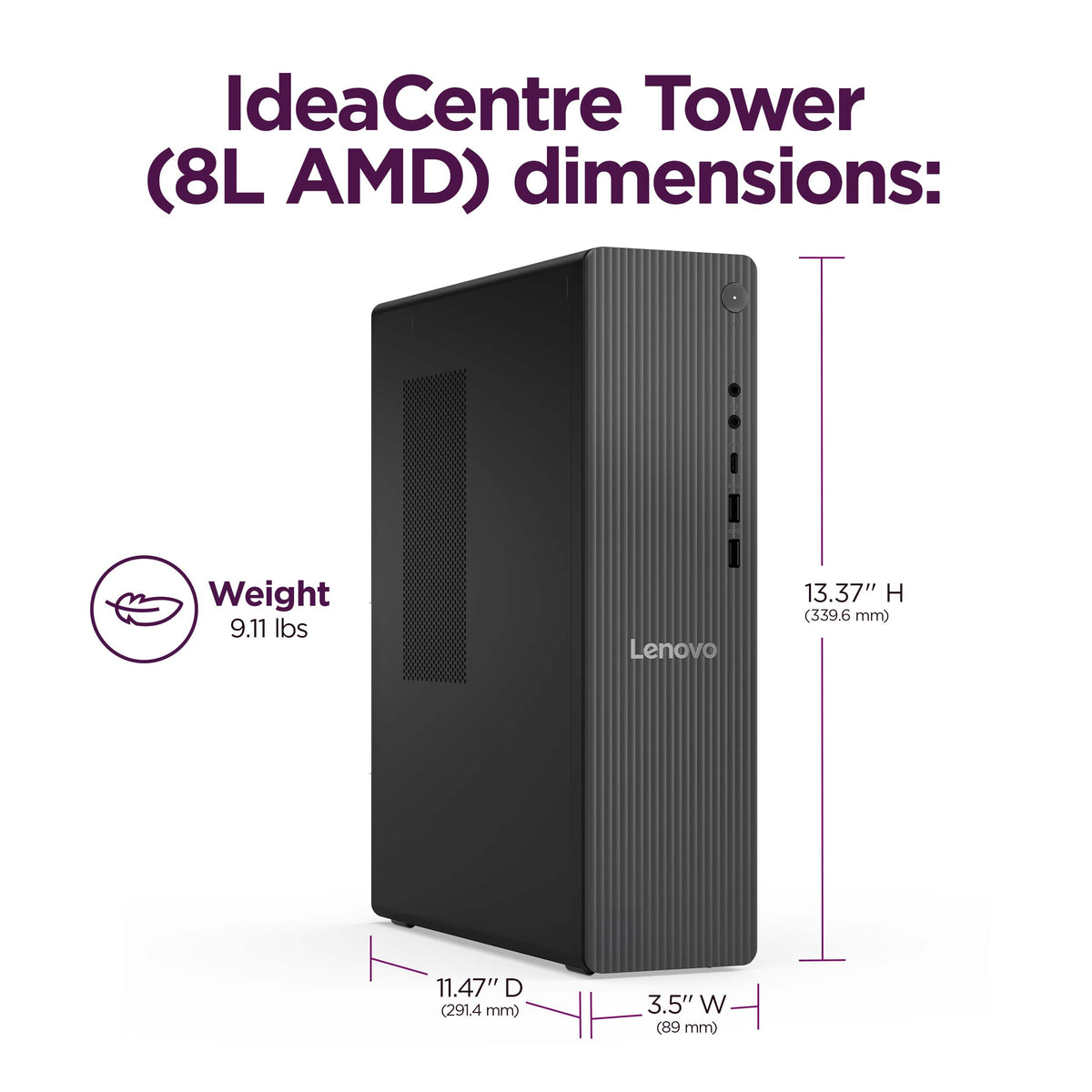 Lenovo - IdeaCentre Tower 8 Desktop - AMD Ryzen 7 250 - 16GB Memory - 1TB SSD - Luna Grey