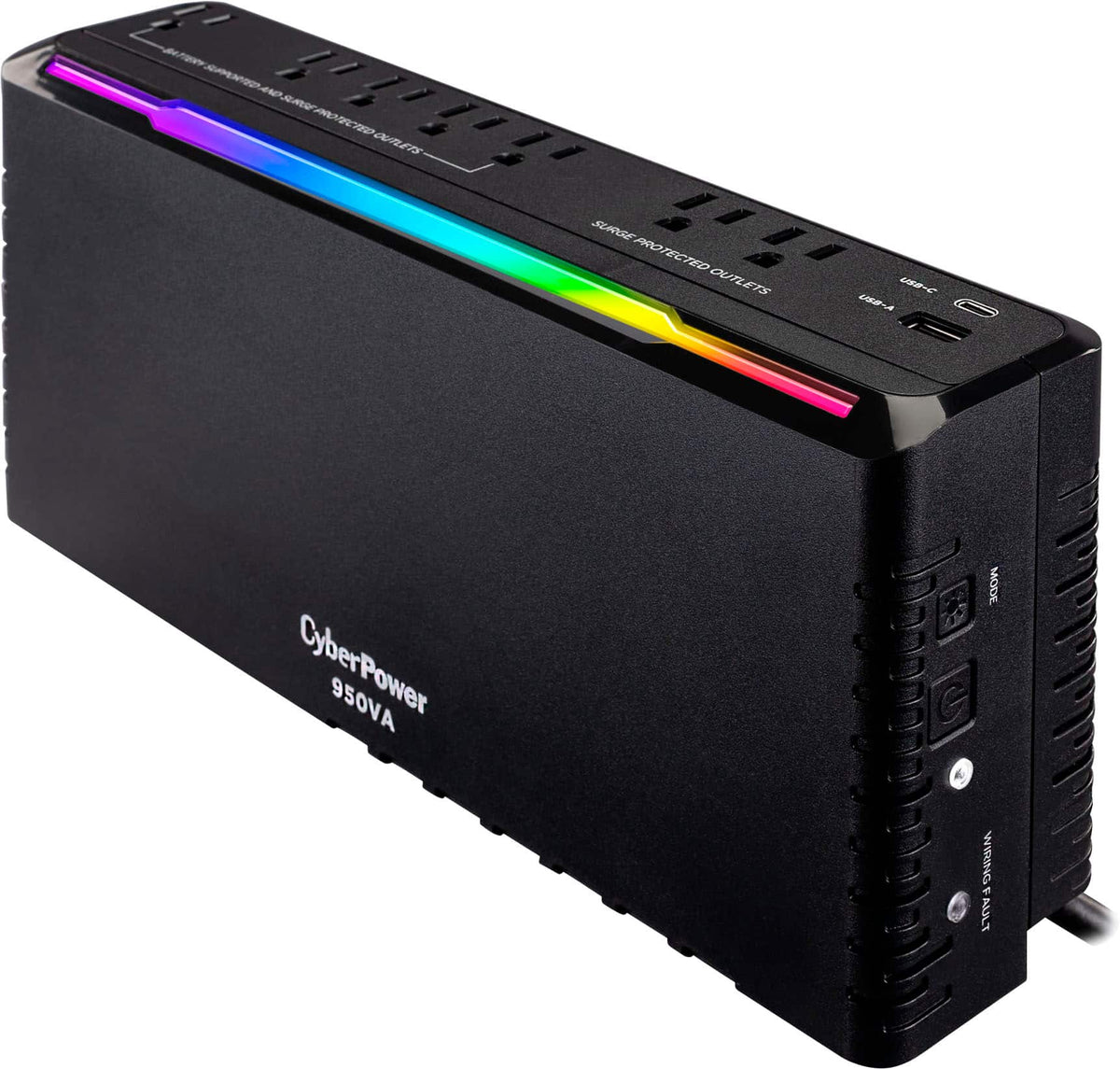 CyberPower - GX950UC Gaming UPS System with RGB Lighting and USB Charging Ports - Black