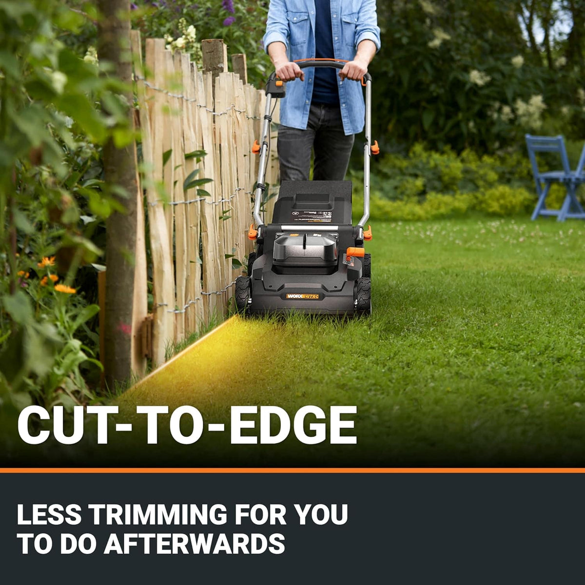 WORX - WG745 40V 17'' Cordless Push Lawn Mower (2 Batteries & Charger Included) - Black